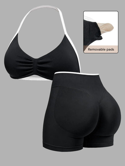 New Women'S Sporty Yoga Set, High-Waist Tight-Fitting Shorts and Tank Top, Summer Fitness for Running and Gym