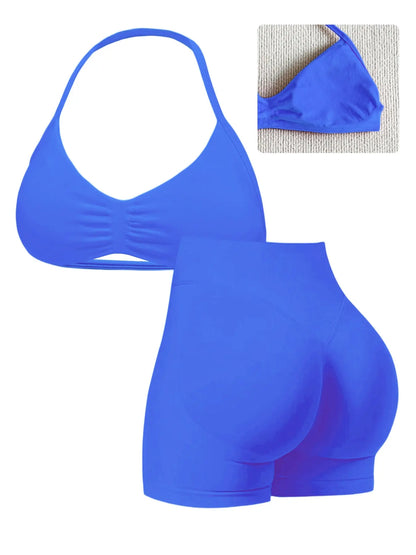 New Women'S Sporty Yoga Set, High-Waist Tight-Fitting Shorts and Tank Top, Summer Fitness for Running and Gym